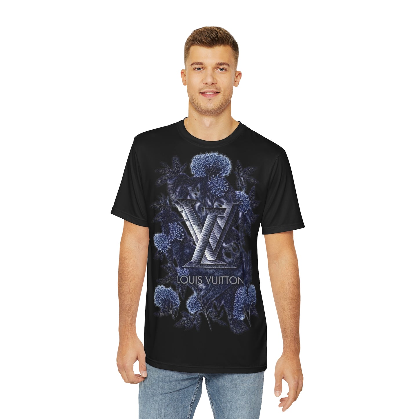 LOUIS VUITTON Stylish Floral Print Tee for Men, Casual Summer Shirt, Graphic Tee, Gift for Him, Trendy College Wear, Outdoor Adventure Top