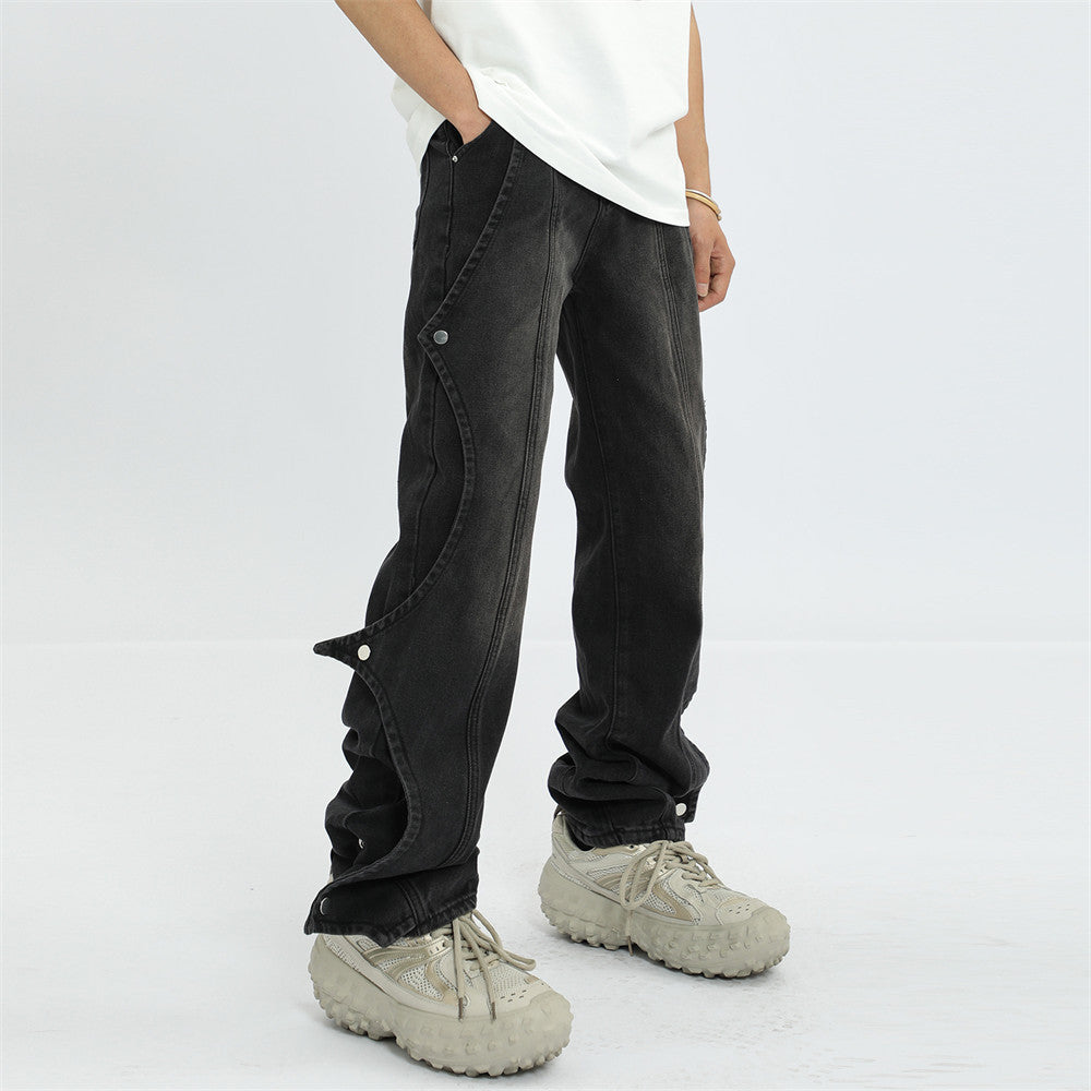 Fashion Rock Stitching Straight Jeans Men