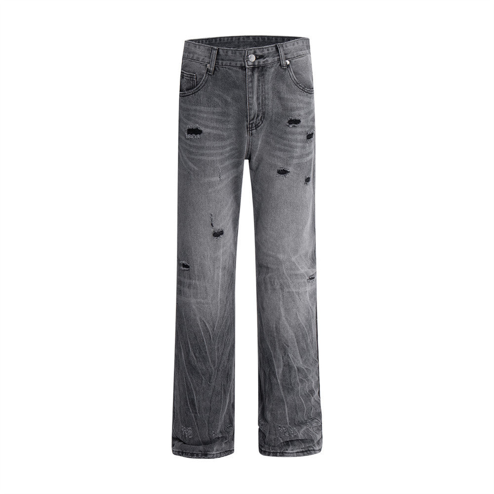 Fashion Personalized Washed Ripped Jeans For Men