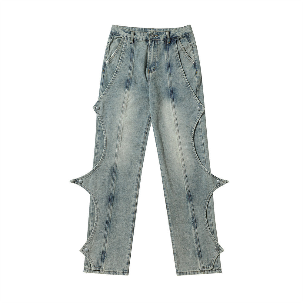 Fashion Rock Stitching Straight Jeans Men