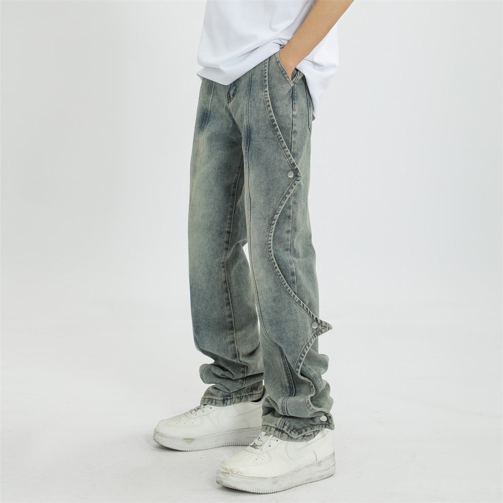 Fashion Rock Stitching Straight Jeans Men