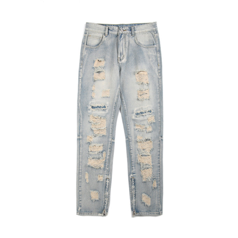 American-style Ripped Vintage Jeans For Men